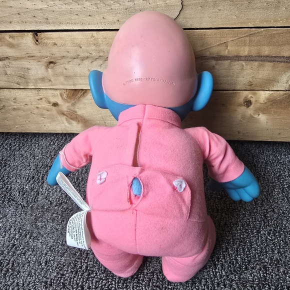 Vintage Peyo Peluche 1996 Baby Rose Smurf Plush Retro Electronic Blue Pink - Picture 8 of 11
